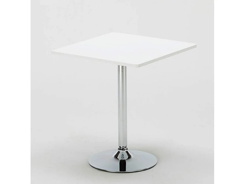 Table Carrée Blanche 70x70cm Avec 2 Chaises Colorées Grand Soleil Set Intérieur Bar Café Ice Cocktail - Jaune