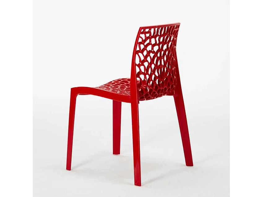 Table Ronde Noire 70x70cm Avec 2 Chaises Colorées Grand Soleil Set Intérieur Bar Café Gruvyer Cosmopolitan - Rouge