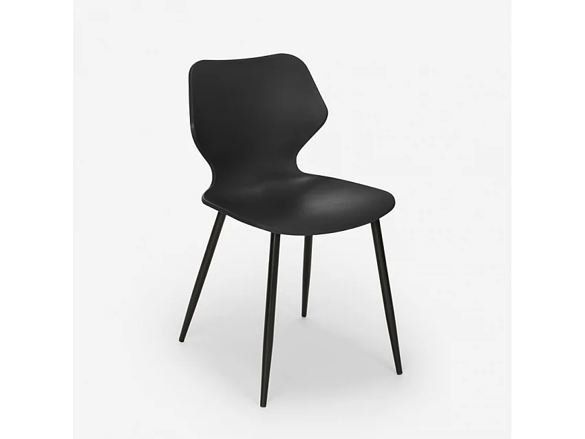 Ensemble Table Carrée 80x80cm et 4 Chaises Design Style Industriel Sartis Light - Noir