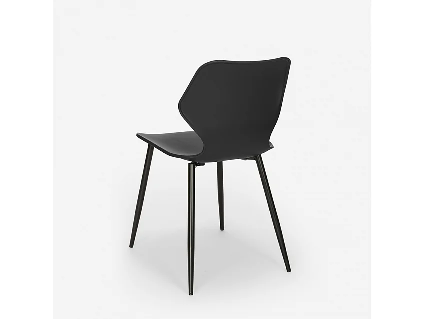 Ensemble Table Carrée 80x80cm et 4 Chaises Design Style Industriel Sartis Light - Noir