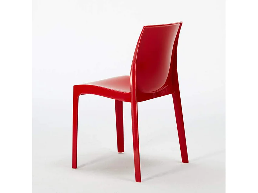 Table Carrée Noire 70x70cm Avec 2 Chaises Colorées Grand Soleil Set Intérieur Bar Café Ice Mojito - Rouge