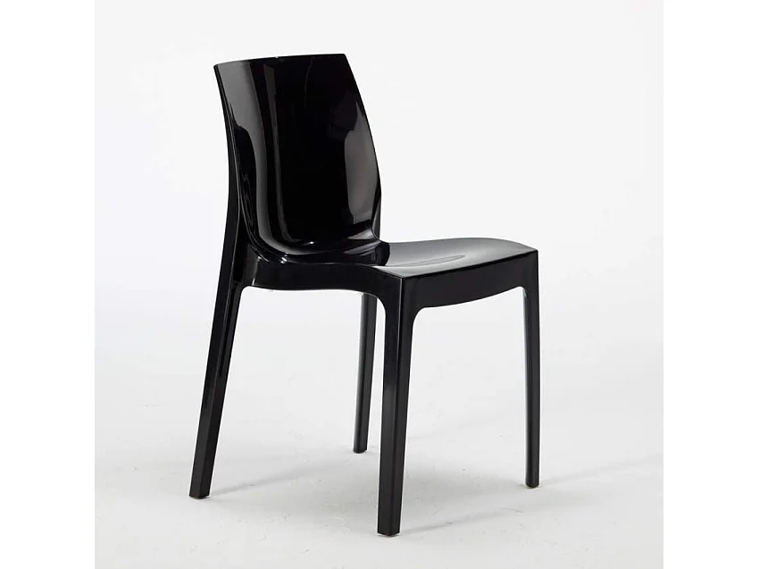 Table Carrée Noire 70x70cm Avec 2 Chaises Colorées Grand Soleil Set Intérieur Bar Café Ice Mojito - Noir