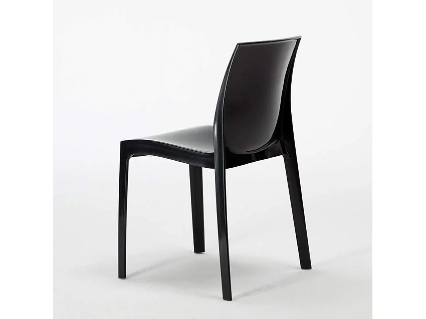 Table Carrée Noire 70x70cm Avec 2 Chaises Colorées Grand Soleil Set Intérieur Bar Café Ice Mojito - Noir