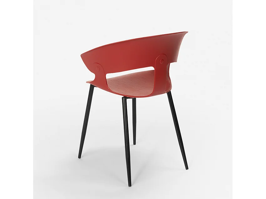 Ensemble Table 80x80cm Industriel et 4 Chaises Design Moderne Cuisine Industriel Maeve Light - Rouge