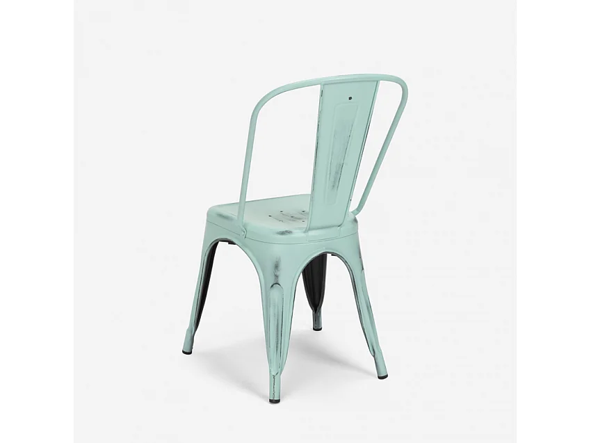 juego 4 sillas industrial estilo mesa metal 80 x 80 cm blanco state white - Azul