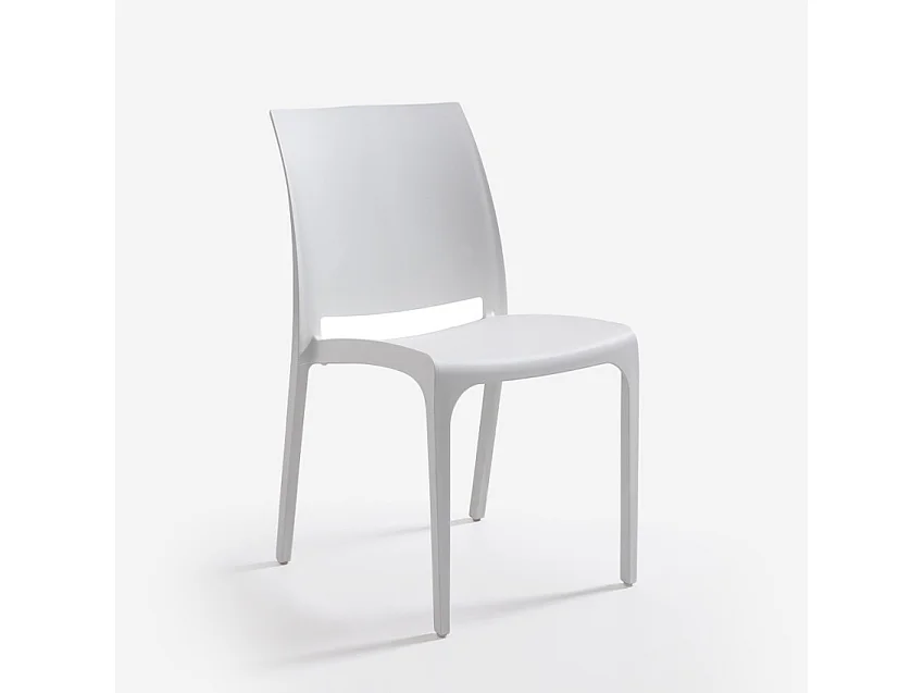 Set de 1 mesa de jardín para exterior 80x80 cm efecto ratán y 4 sillas color blanco Nisida Light