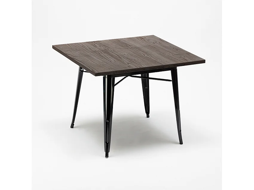 juego mesa cuadrada 80 x 80 cm 4 sillas estilo industrial anvil dark - Gris Oscuro