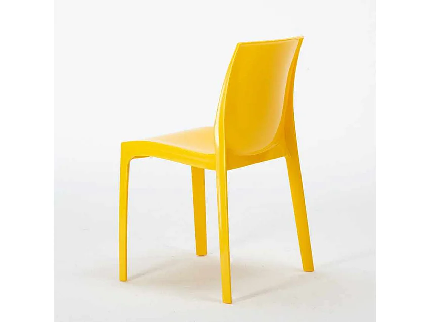 Table Ronde Noire 70x70cm Avec 2 Chaises Colorées Grand Soleil Set Intérieur Bar Café Ice Cosmopolitan - Jaune