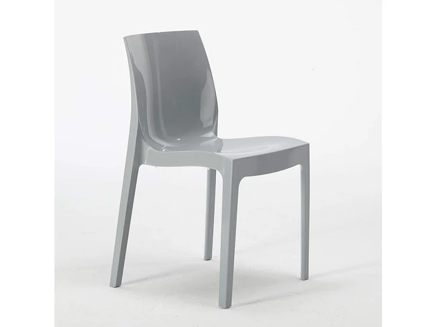 Table Carrée Noire 70x70cm Avec 2 Chaises Colorées Grand Soleil Set Intérieur Bar Café Ice Mojito - Gris