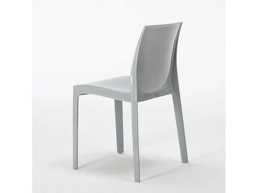 Table Carrée Noire 70x70cm Avec 2 Chaises Colorées Grand Soleil Set Intérieur Bar Café Ice Mojito - Gris