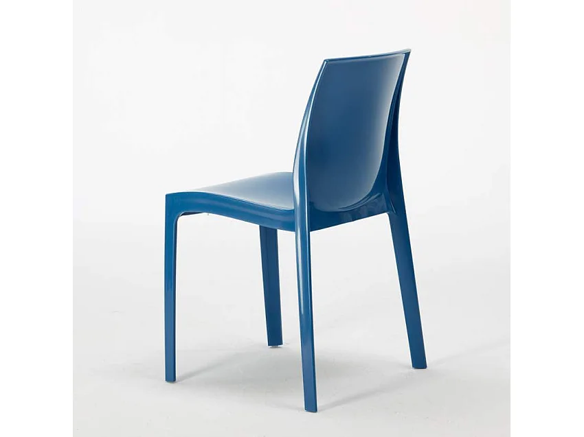Table Carrée Noire 70x70cm Avec 2 Chaises Colorées Grand Soleil Set Intérieur Bar Café Ice Mojito - Bleu