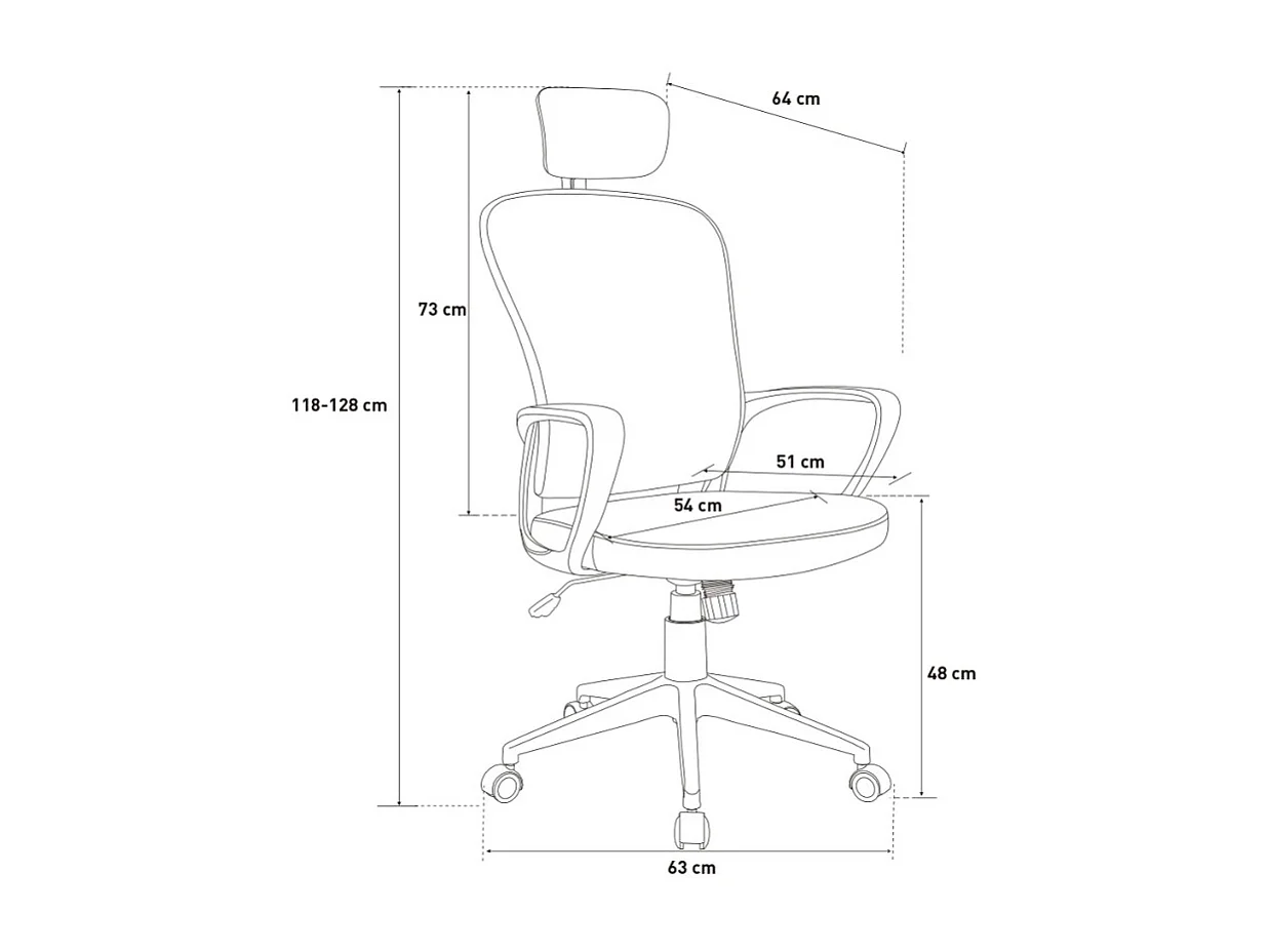 Bürostuhl aus Stoff mit Ergonomischen Linien und Kopfstütze Im Sepang-Design