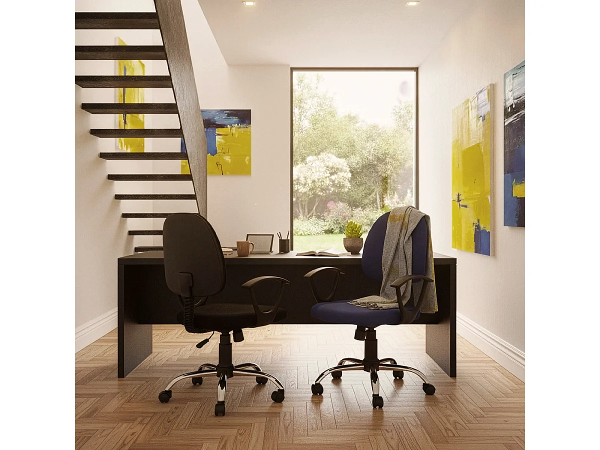 Sedia da scrivania imbottita e girevole in tessuto Atlas - Nero