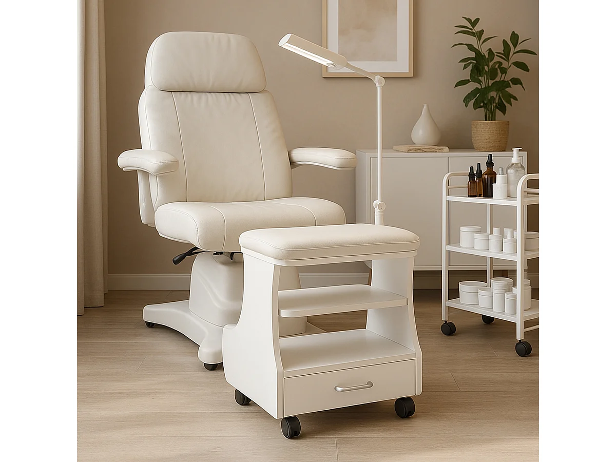 Poggiapiedi pedicure estetica con cuscino cassetto e 4 ruote Kaekoon