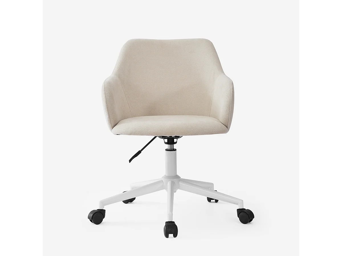 Stuhl drehbar aus Stoff mit Armlehnen Büro Homeoffice Kivri - Weiß
