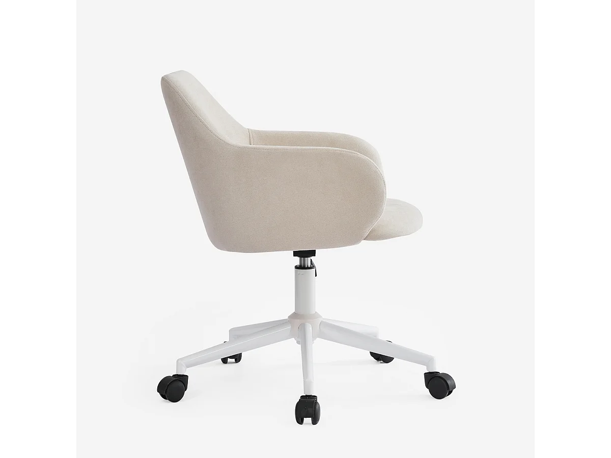 Stuhl drehbar aus Stoff mit Armlehnen Büro Homeoffice Kivri - Weiß