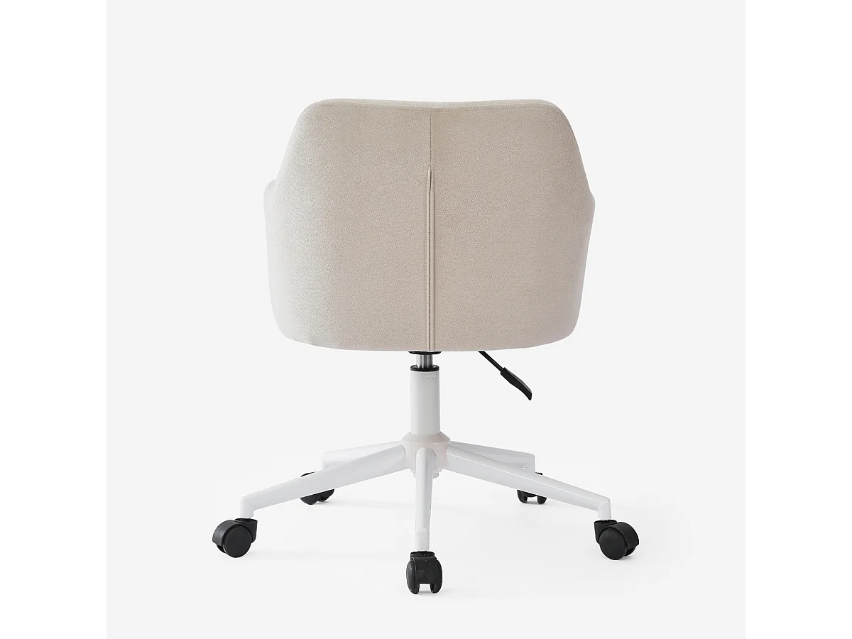 Stuhl drehbar aus Stoff mit Armlehnen Büro Homeoffice Kivri - Weiß