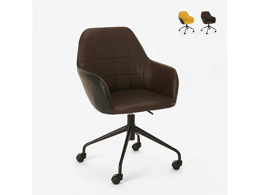 Modernes Design gepolstert Drehstuhl Büro höhenverstellbar Narew - Braun