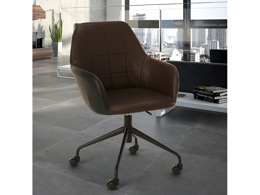 Modernes Design gepolstert Drehstuhl Büro höhenverstellbar Narew - Braun