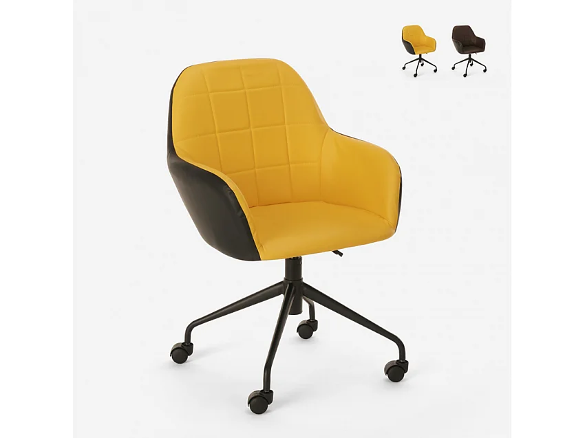 Modernes Design gepolstert Drehstuhl Büro höhenverstellbar Narew - Gelb