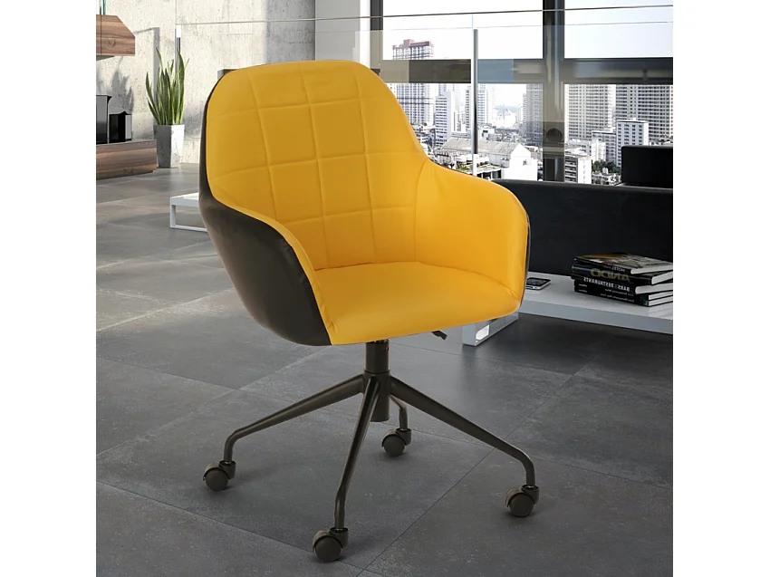 Modernes Design gepolstert Drehstuhl Büro höhenverstellbar Narew - Gelb