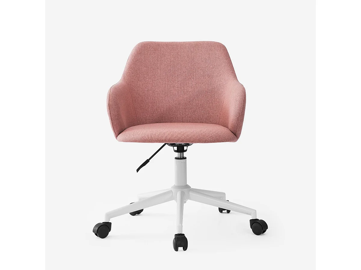 Stuhl drehbar aus Stoff mit Armlehnen Büro Homeoffice Kivri - Pink