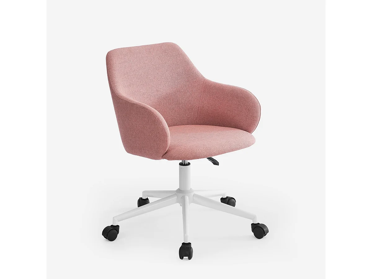 Stuhl drehbar aus Stoff mit Armlehnen Büro Homeoffice Kivri - Pink