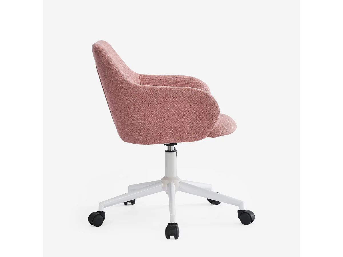 Stuhl drehbar aus Stoff mit Armlehnen Büro Homeoffice Kivri - Pink
