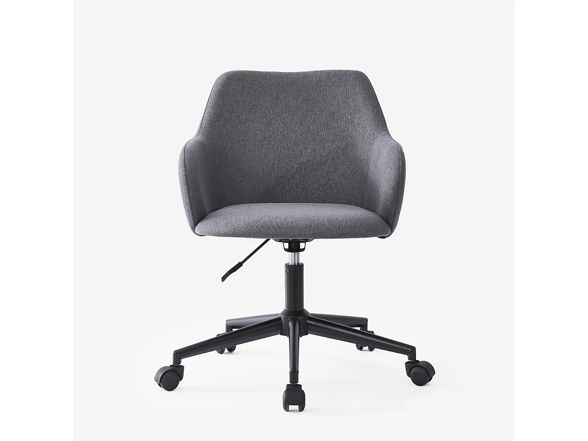 Stuhl drehbar aus Stoff mit Armlehnen Büro Homeoffice Kivri - Dunkel Grau