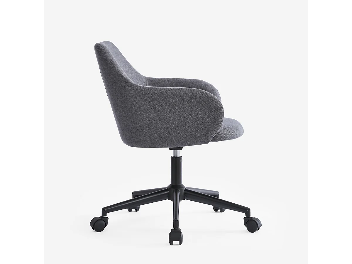 Stuhl drehbar aus Stoff mit Armlehnen Büro Homeoffice Kivri - Dunkel Grau