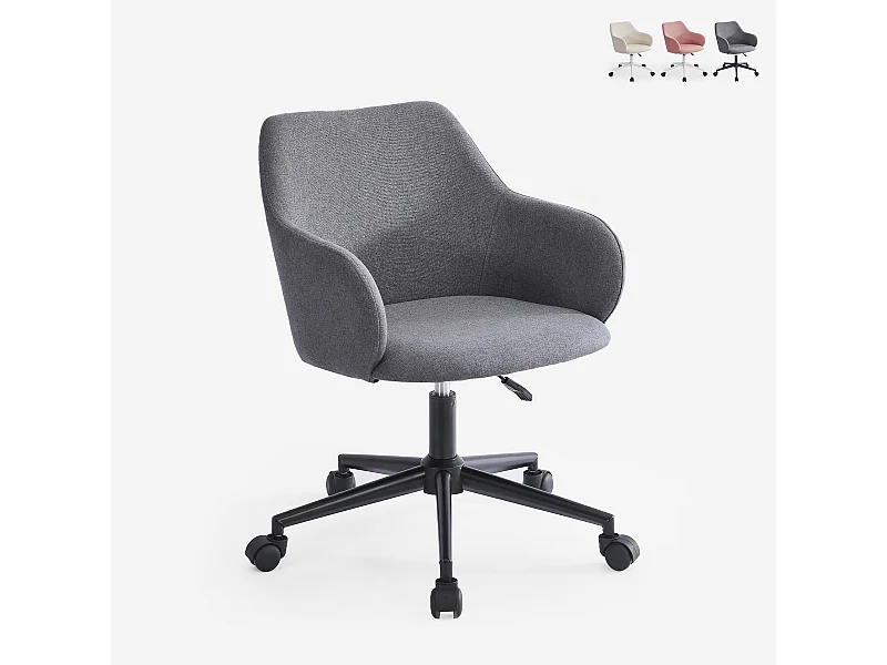 Stuhl drehbar aus Stoff mit Armlehnen Büro Homeoffice Kivri - Dunkel Grau