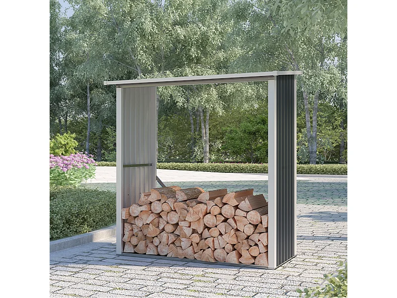 Leñera de jardín de metal para exterior 182x89x190 cm Vipiteno