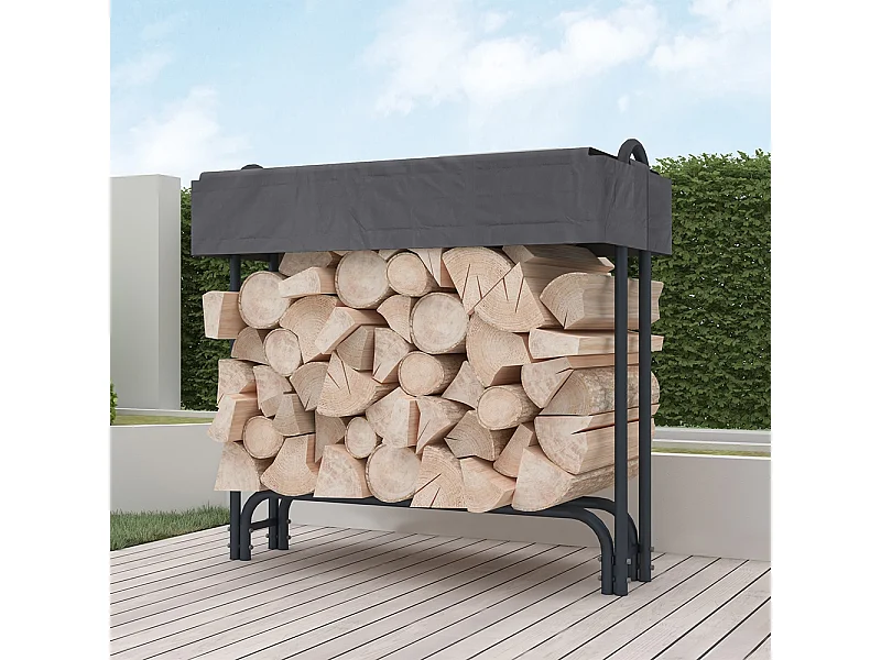 Legnaia da esterno portalegna da giardino con telo protettivo Sestriere