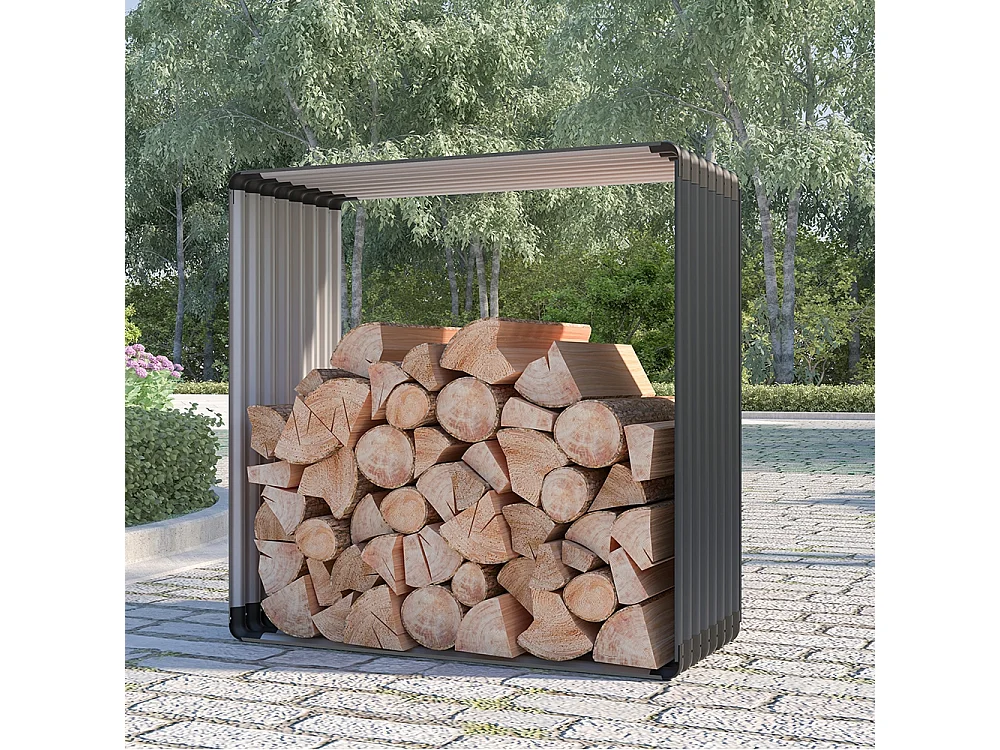 Legnaia da esterno giardino in metallo 110x52x110cm Livigno