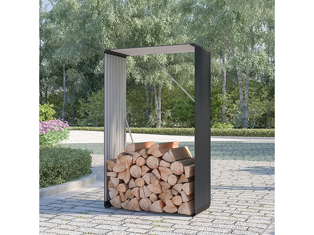 Leñera para jardín de metal para exterior 110x52x180 cm Courmayeur
