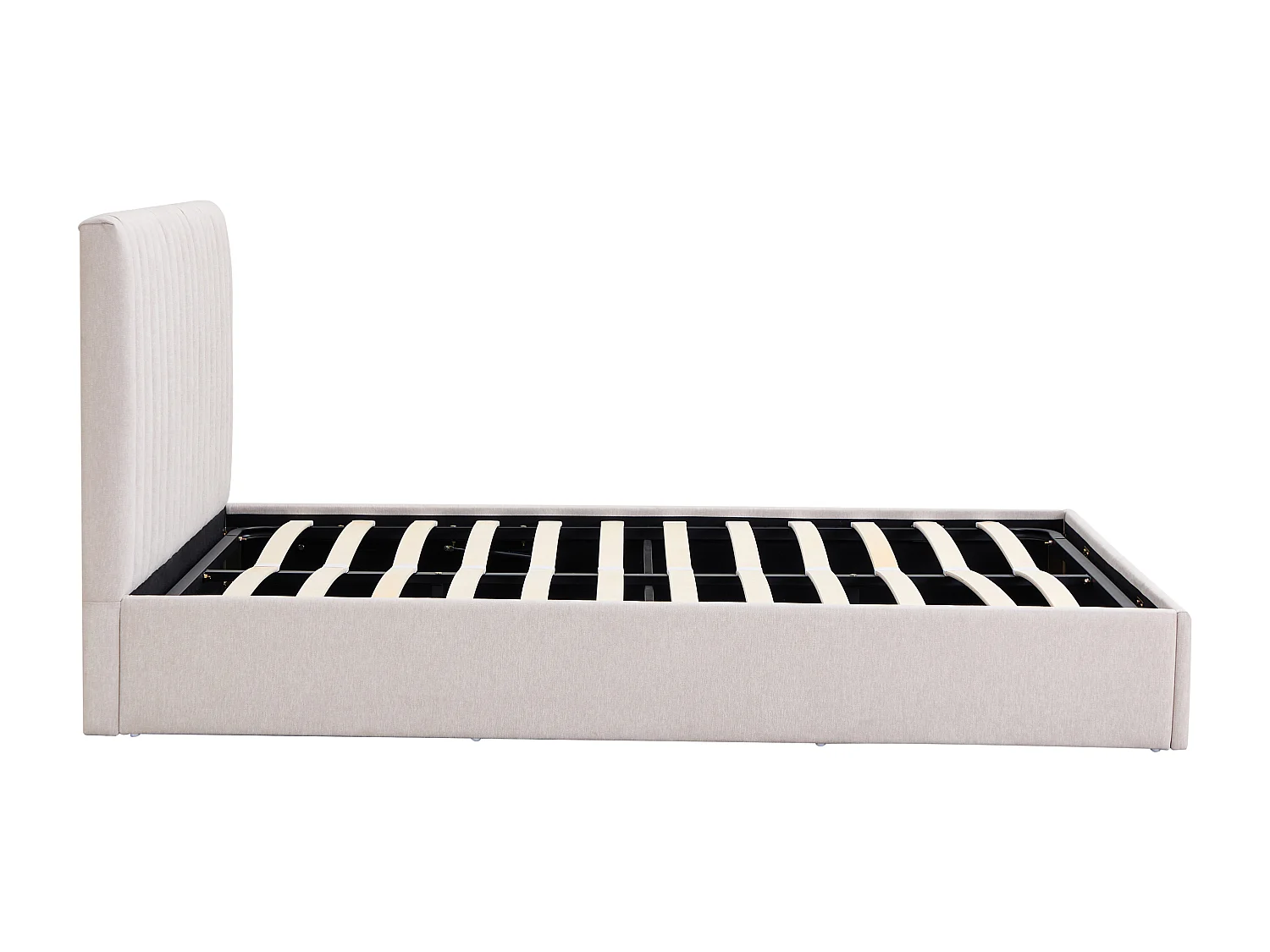 Lit coffre 160 x 200 cm – Tissu – Beige + Matelas - SARANELI