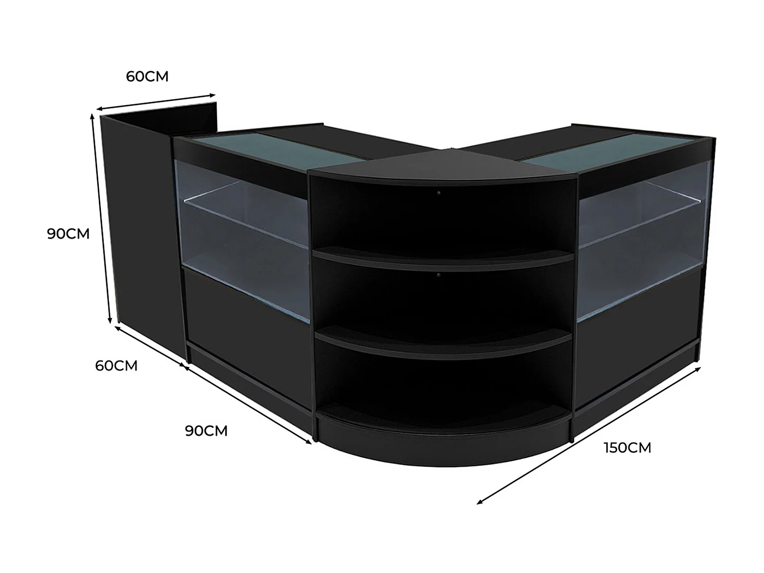 Eclipse LED Verkaufstheken-Set LM60 + C900 (2 Stück)+ TB60 – Schwarz