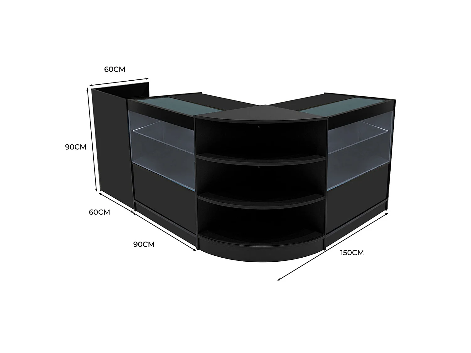 Eclipse LED-myymälätiskisarja LM60, TB60 ja 2 x C900 - musta