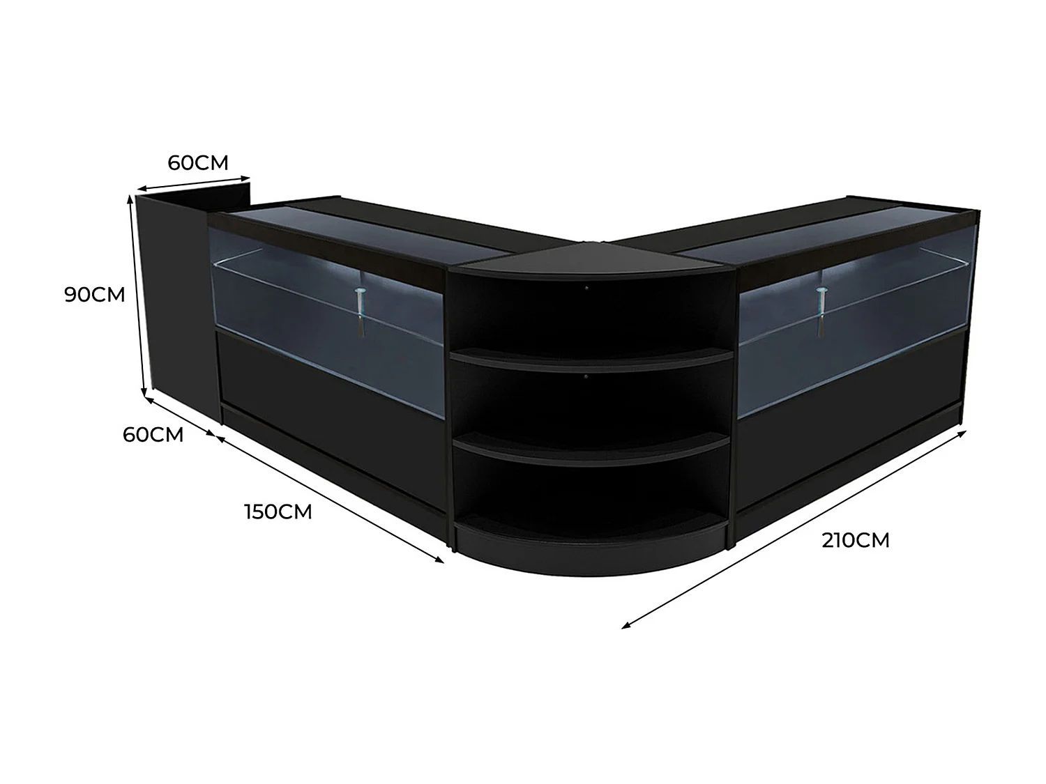 Eclipse LED Verkaufstheken-Set LM60 + C1500 (2 Stück)+ TB60 – Schwarz