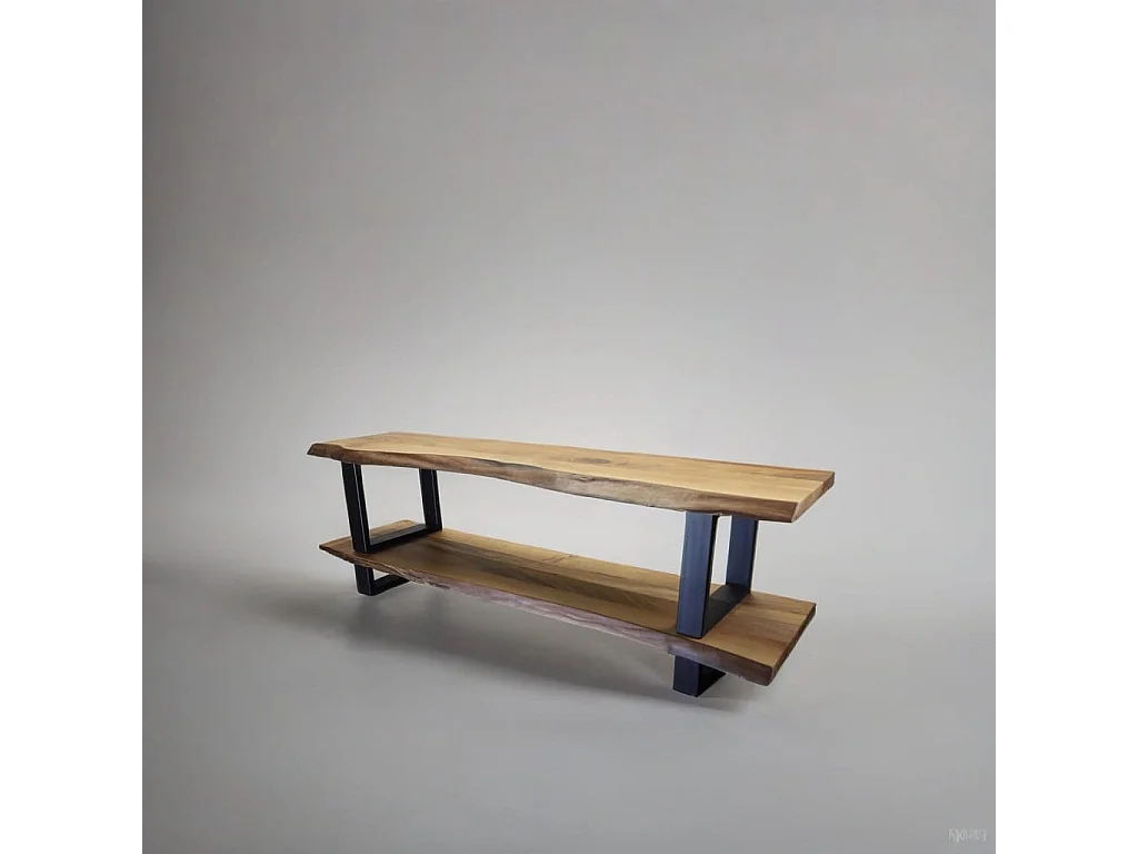 Mobile TV artigianale doppio ripiano in noce