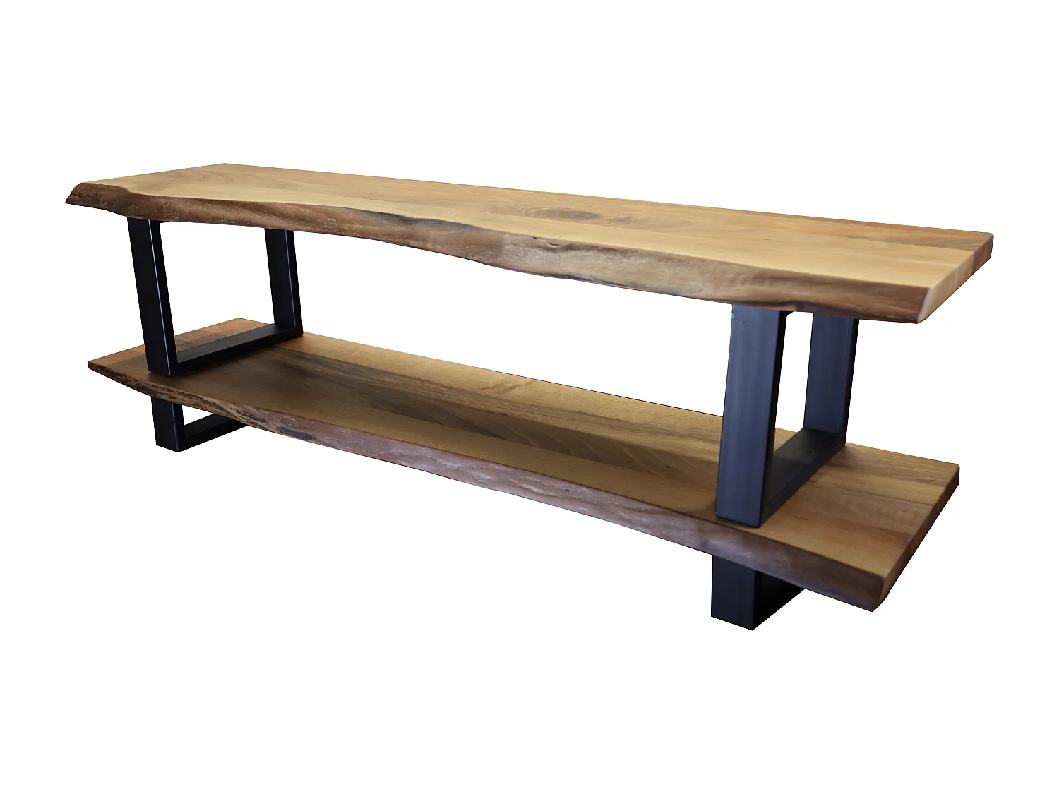 Mobile TV artigianale doppio ripiano in noce