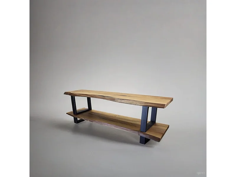 Mobile TV artigianale doppio ripiano in noce