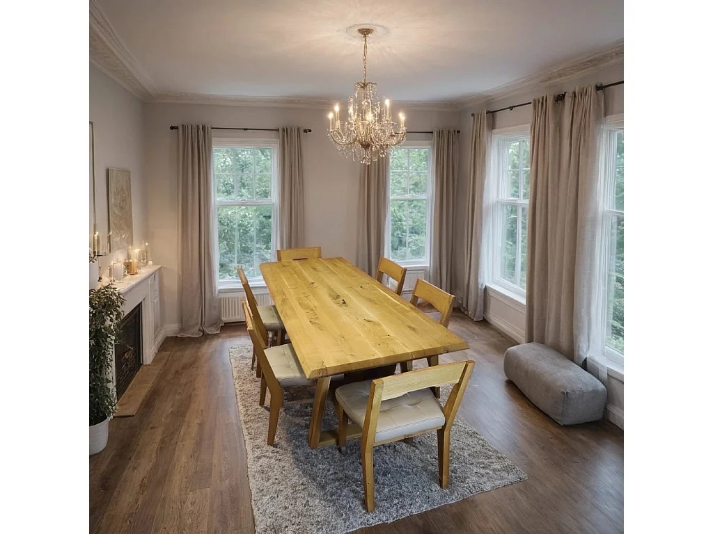 Tavolo da pranzo artigianale rovere bordo inclinato