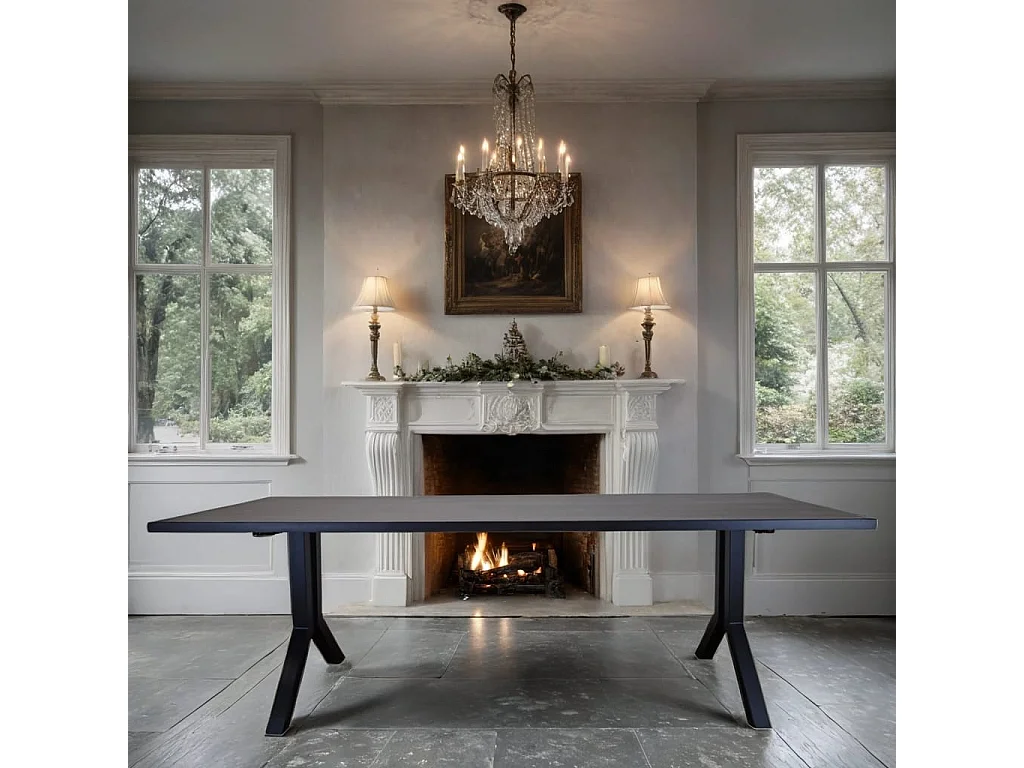 Tavolo da pranzo artigianale faggio nero