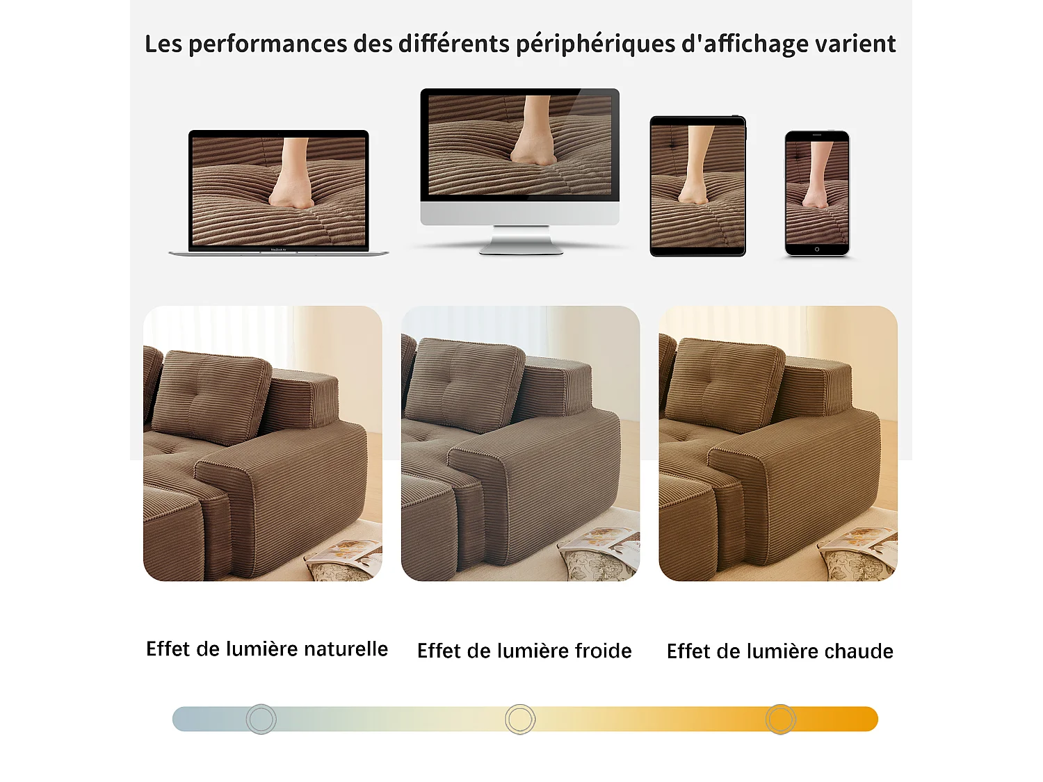 Canapé 4 places d'angle Modulable en Velours côtelé, avec 2 pouf et 4 coussins, 382x177x69cm, Marron