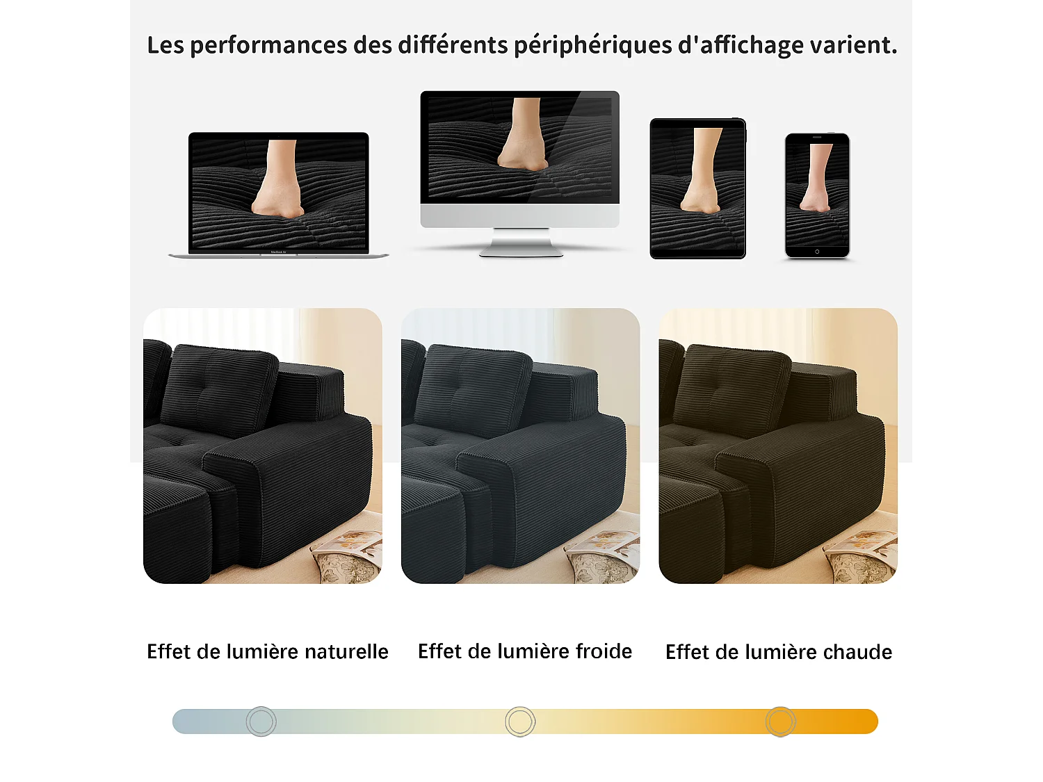 Canapé 4 places d'angle Modulable en Velours côtelé, avec 2 pouf et 4 coussins, 382x177x69cm, Noir