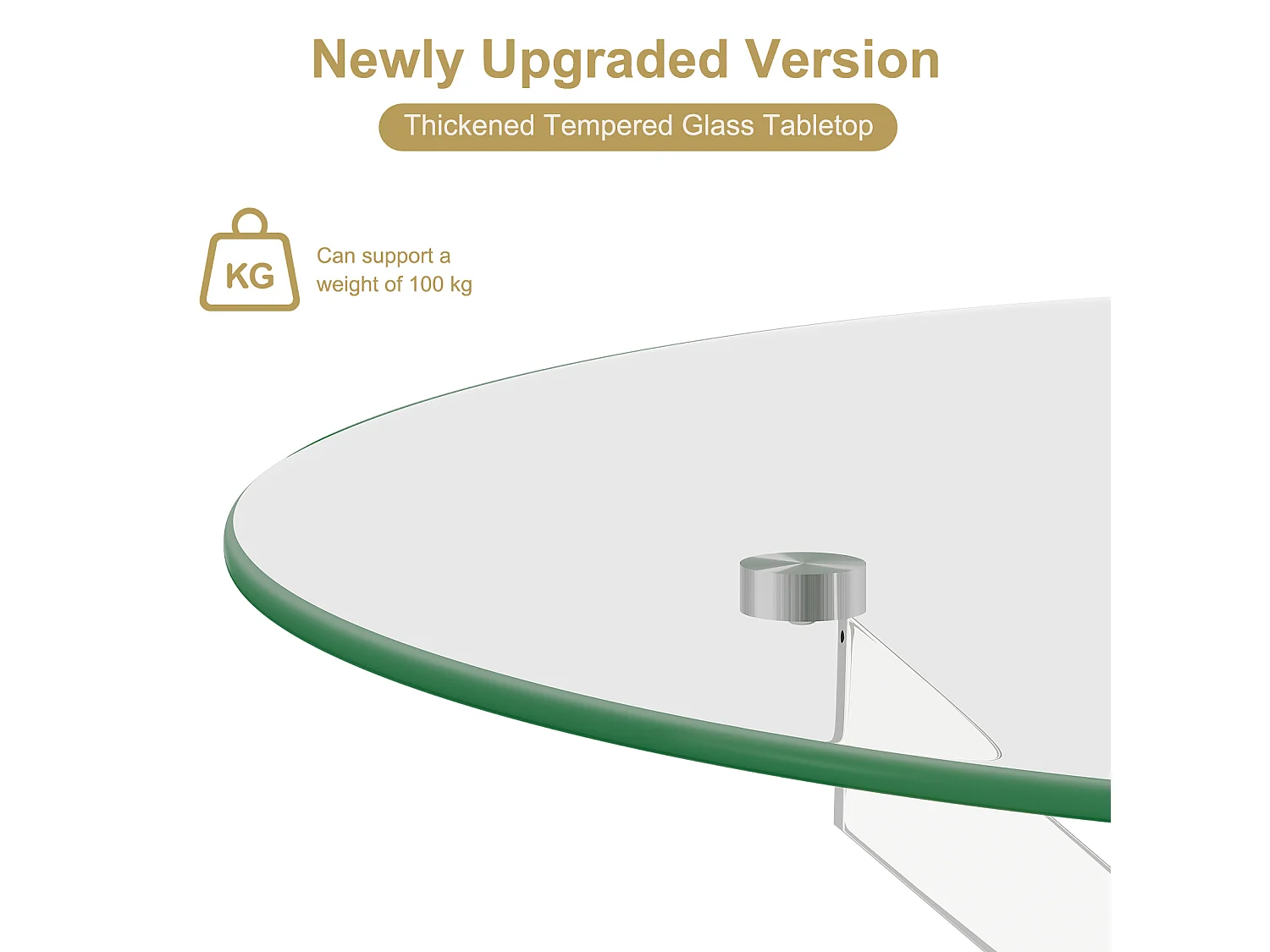 Table à manger ronde 2 à 4 personnes en verre trempé et métal argenté - charge max 100kg - Transparent - 90x90x75cm