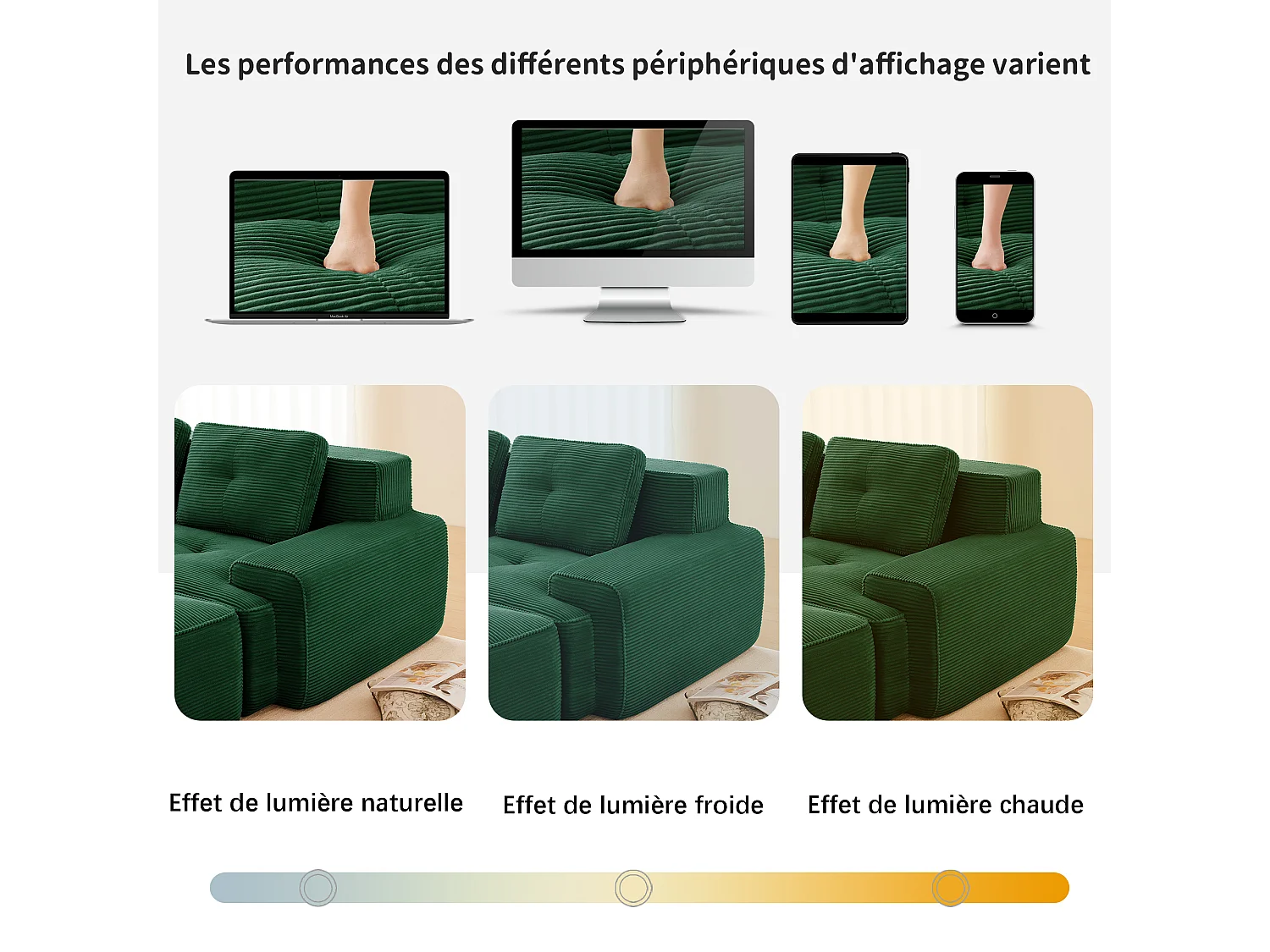 Canapé 4 places d'angle Modulable en Velours côtelé, avec 2 pouf et 4 coussins, 382x177x69cm, Vert