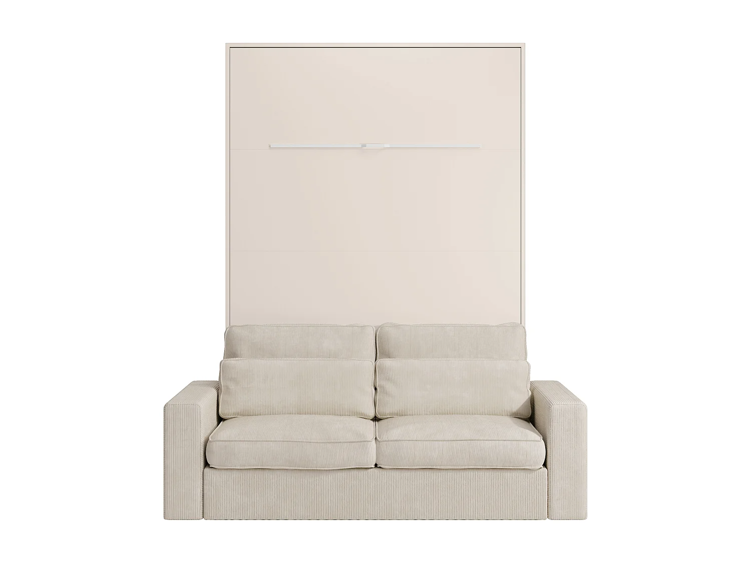 Lit escamotable 160 x 200 cm - Ouverture verticale manuelle - Avec LEDs - Beige + Canapé - RAPILI