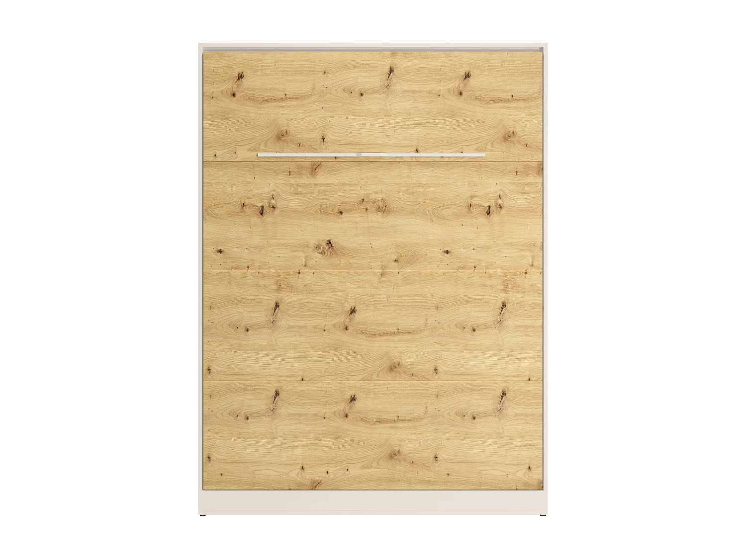 Lit escamotable 160 x 200 cm - Ouverture verticale manuelle - Avec LEDs – Beige et naturel - RAPILI